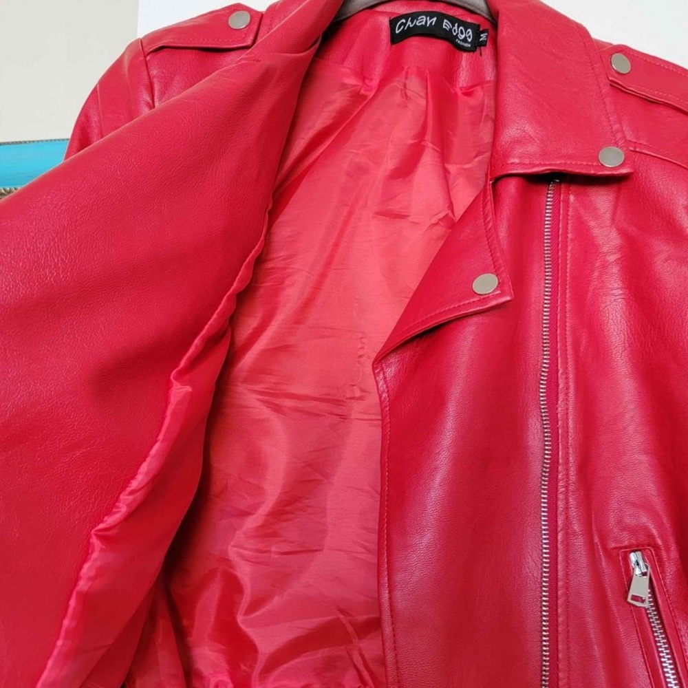 Red leather jacket